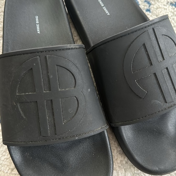 Anine Bing Black Rubber Slide Sandals Size 38 / US 8 - Picture 3 of 5